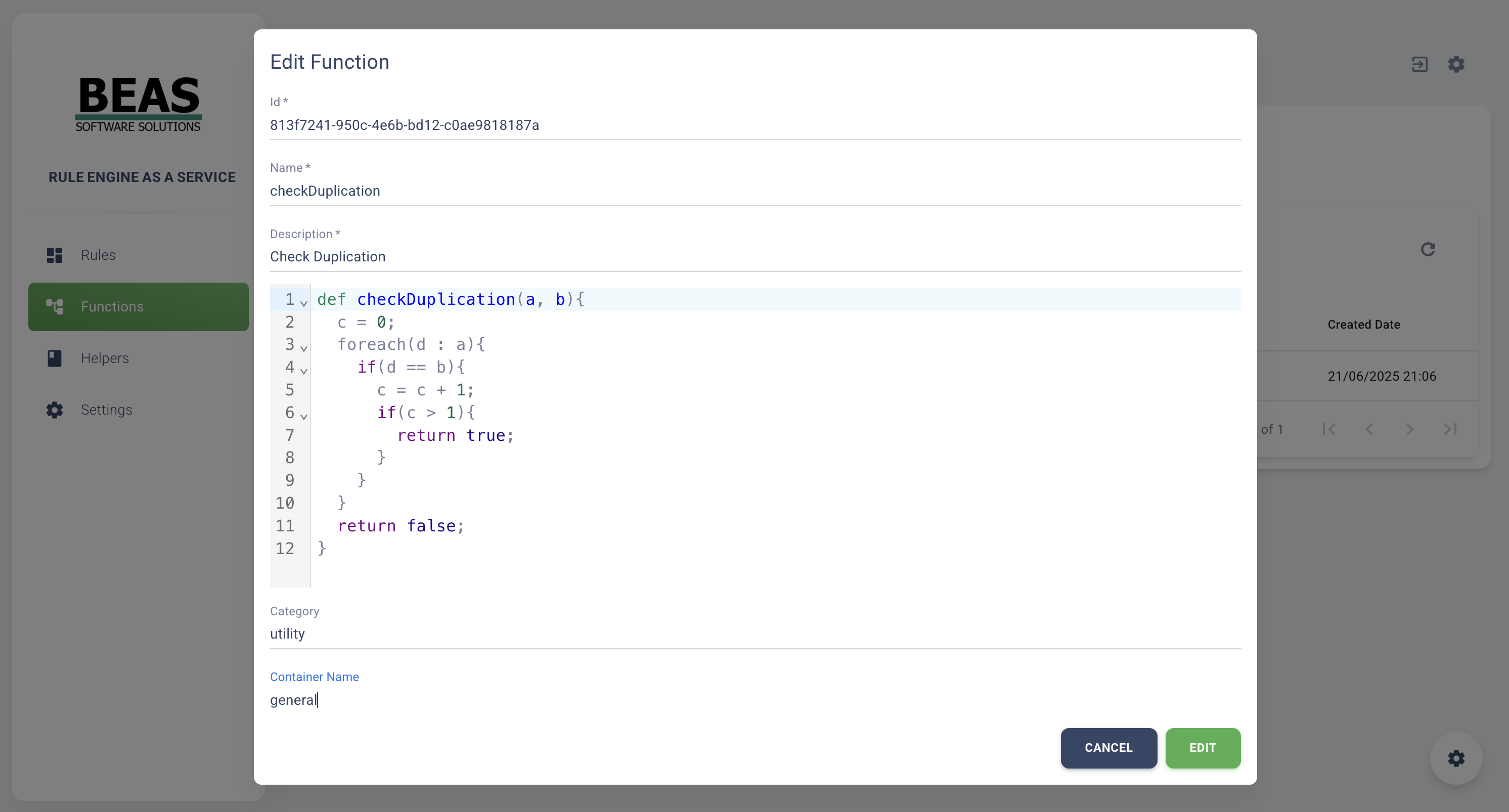 Create/Edit Functions
